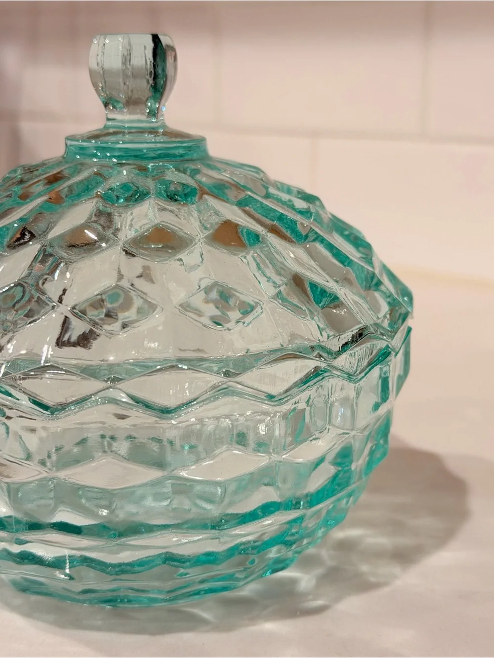 Vintage Indiana Glass Blue Glass Candy Dish with Lid